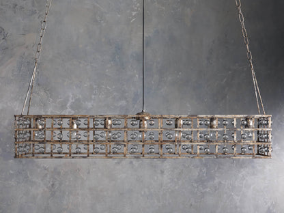 Antiqued Iron Crystal Cage Island Chandelier
