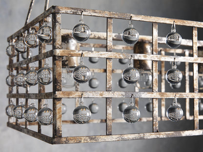 Antiqued Iron Crystal Cage Island Chandelier