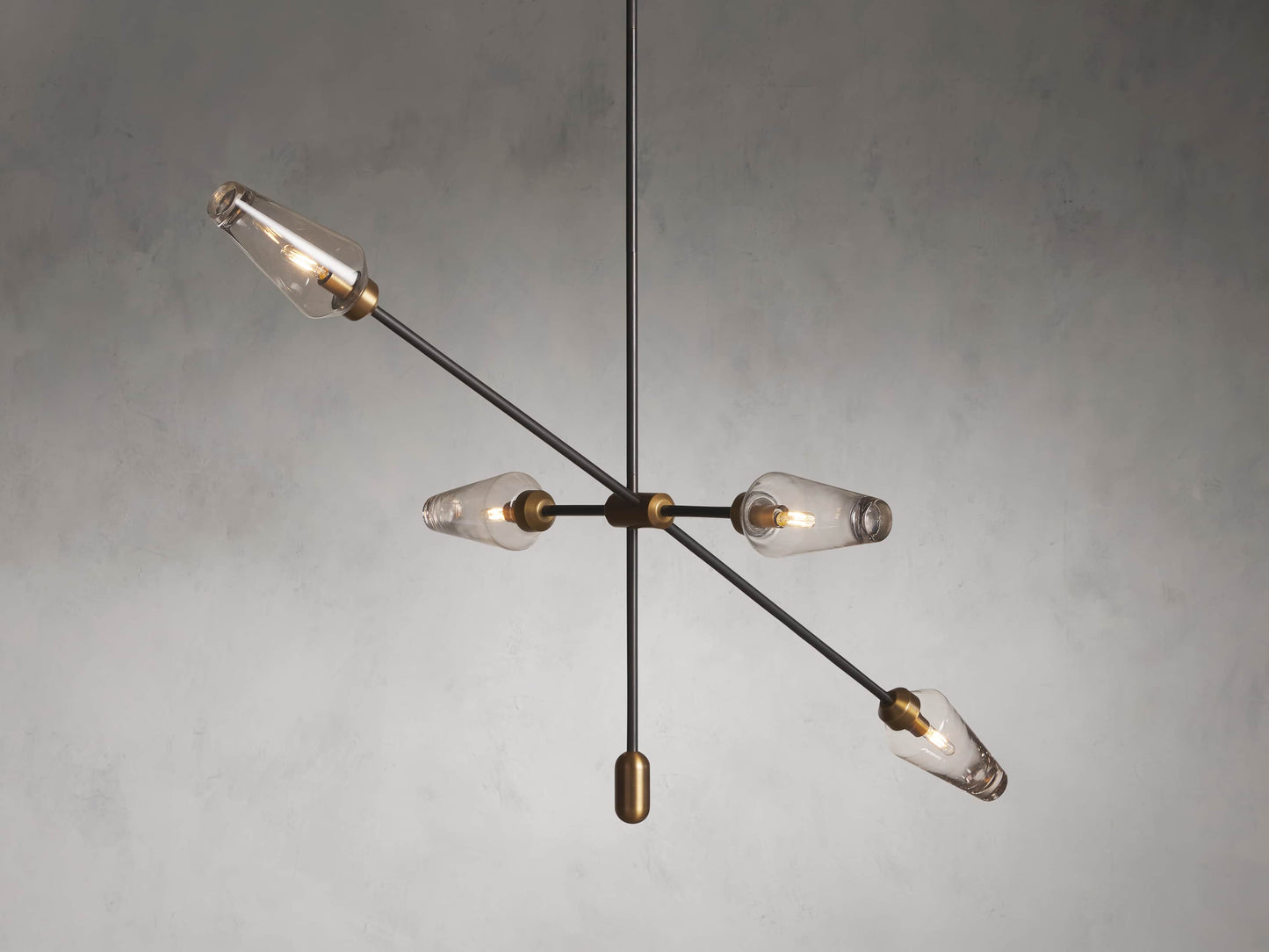 Asymmetric Bronze Glass Branch Chandelier