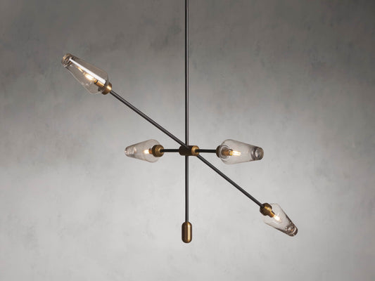 Asymmetric Bronze Glass Branch Chandelier