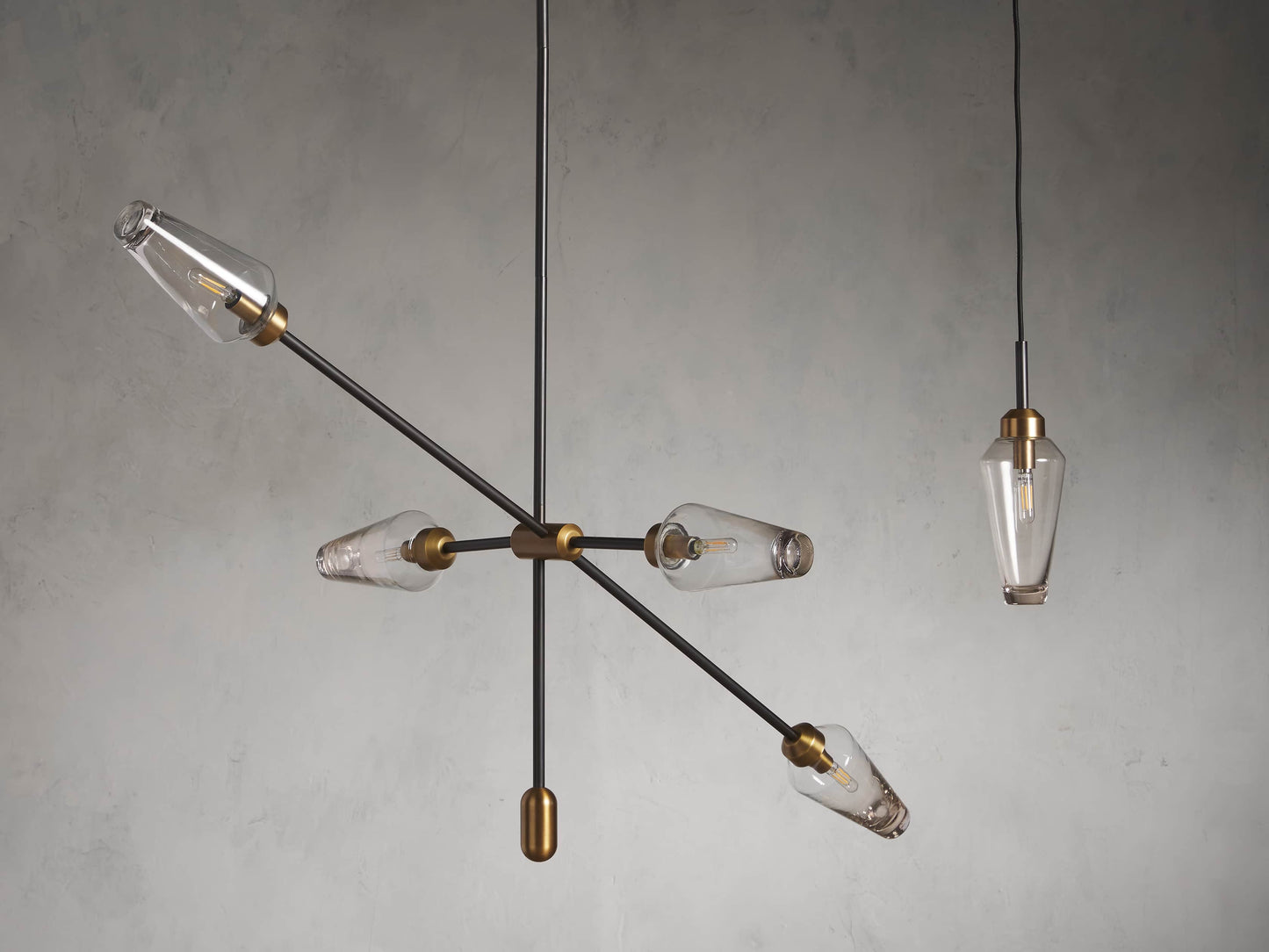Asymmetric Bronze Glass Branch Chandelier