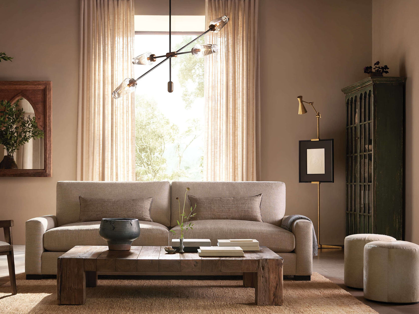 Asymmetric Bronze Glass Branch Chandelier