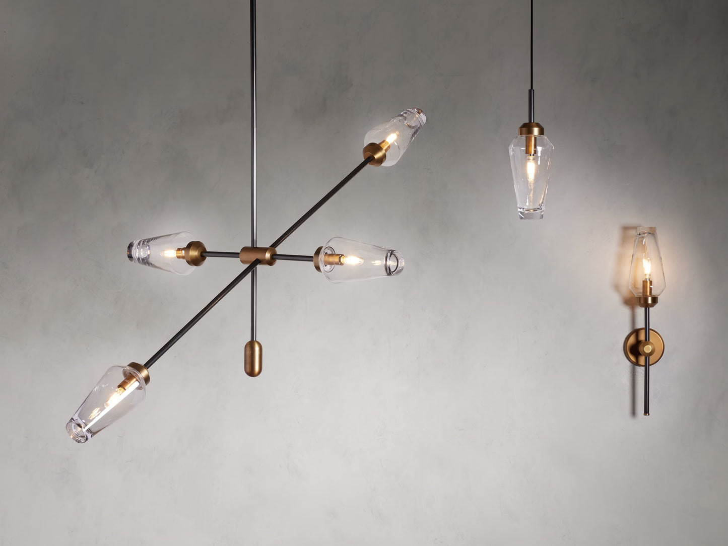 Asymmetric Bronze Glass Branch Chandelier