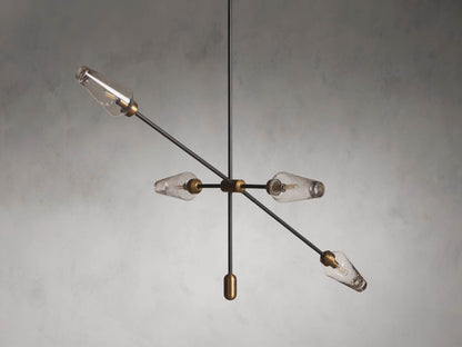 Asymmetric Bronze Glass Branch Chandelier