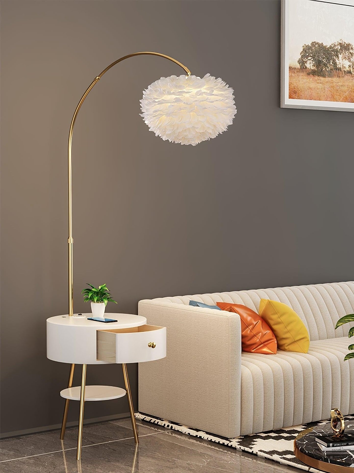 Aurora Feather Table Floor Lamp