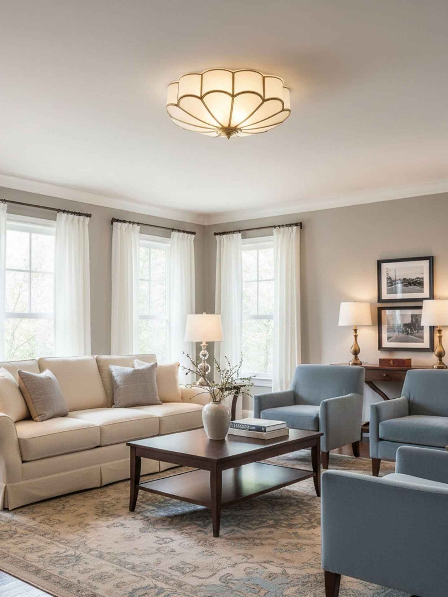 Bloom Glass Flush Ceiling Light