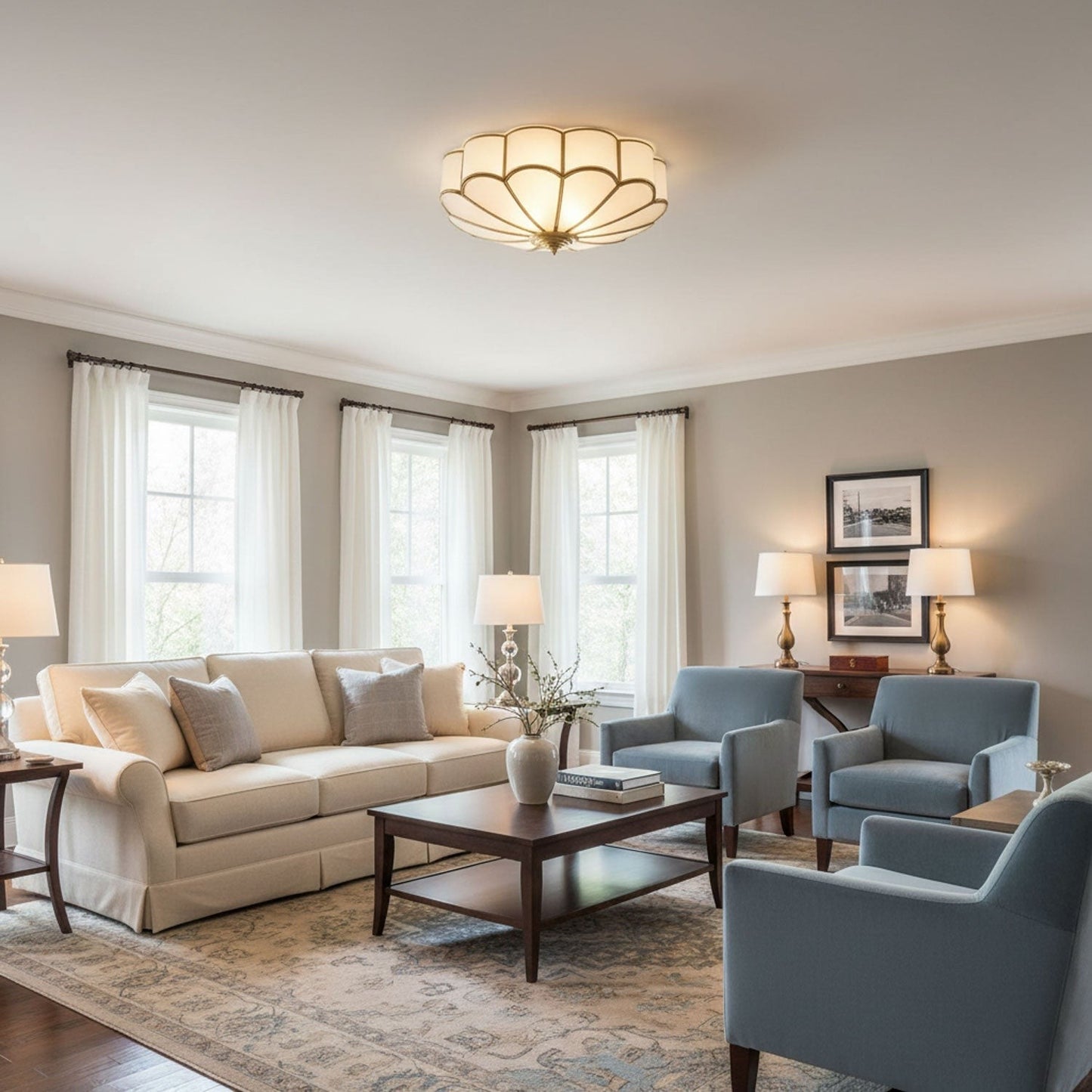 Bloom Glass Flush Ceiling Light