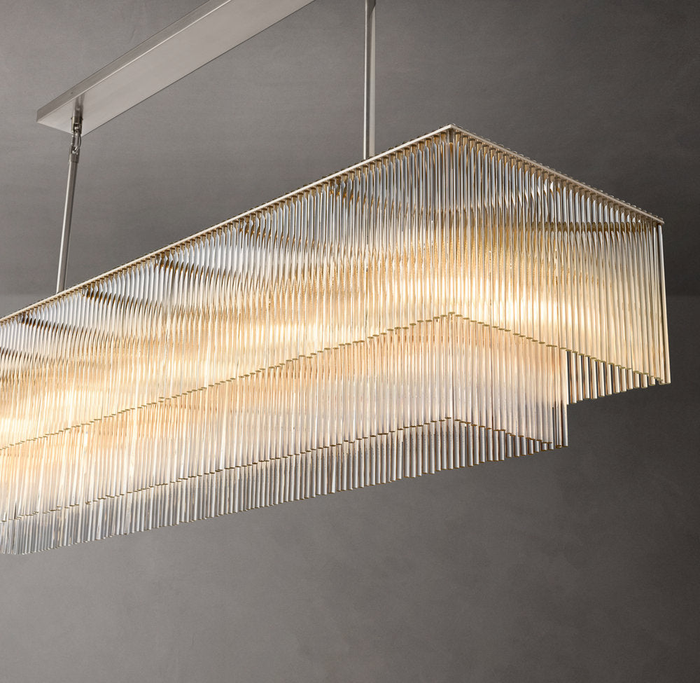 Carved Crystal Rod Island Chandelier