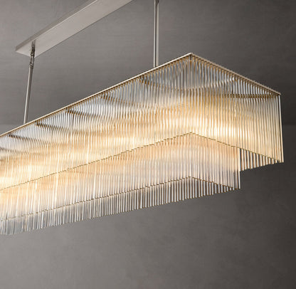 Carved Crystal Rod Island Chandelier