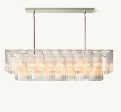 Carved Crystal Rod Island Chandelier