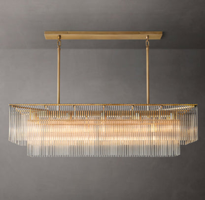 Carved Crystal Rod Island Chandelier