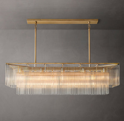 Carved Crystal Rod Island Chandelier