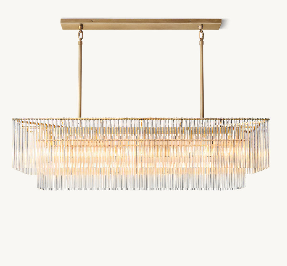Carved Crystal Rod Island Chandelier