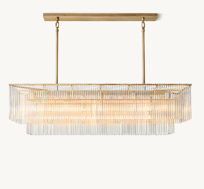 Carved Crystal Rod Island Chandelier