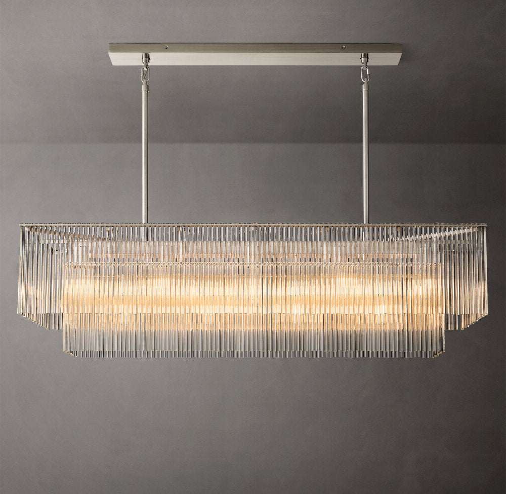 Carved Crystal Rod Island Chandelier