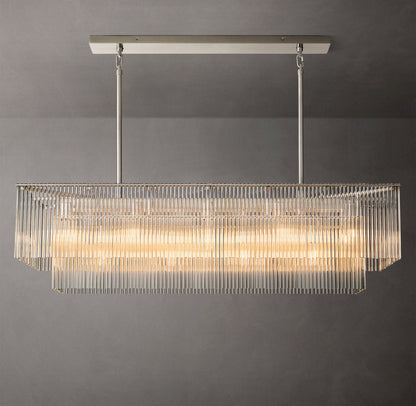 Carved Crystal Rod Island Chandelier