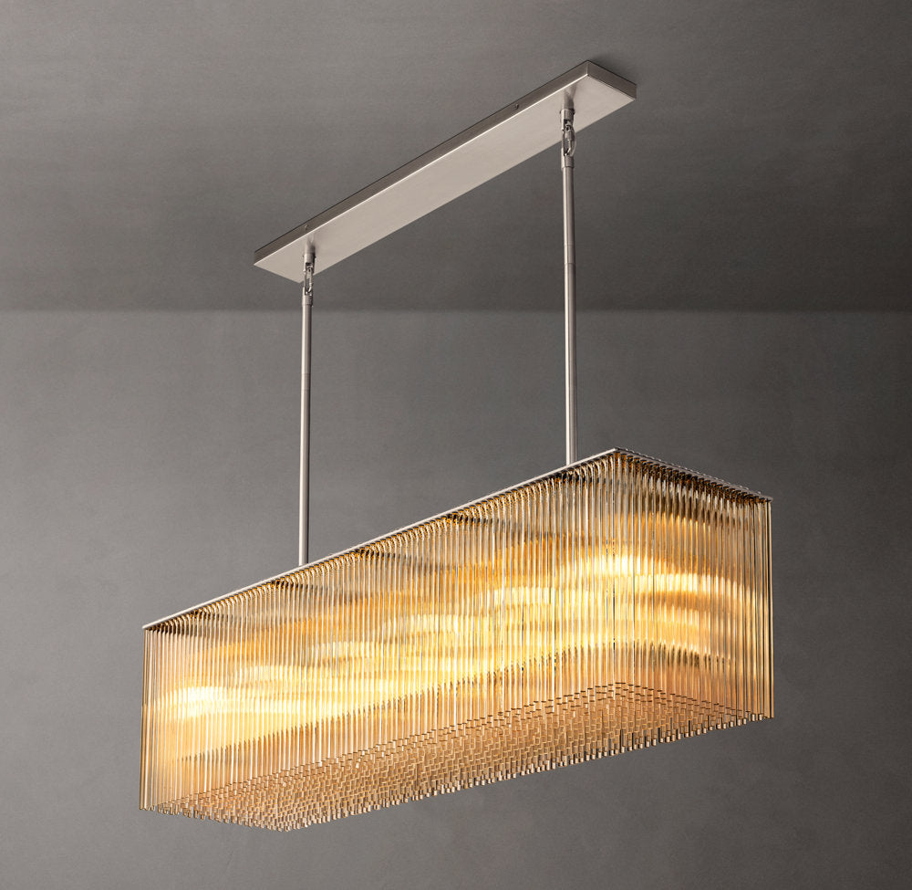 Carved Crystal Rod Island Chandelier