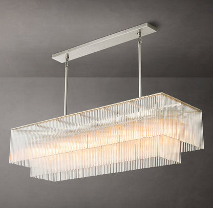 Carved Crystal Rod Island Chandelier