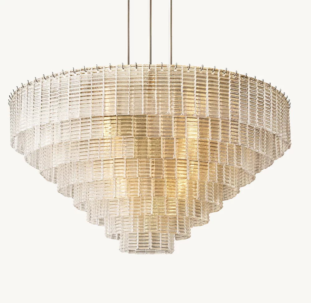 Cascade Clear Cast Glass Chandelier