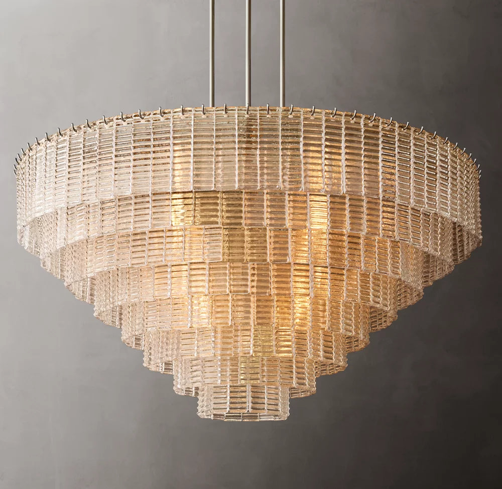 Cascade Clear Cast Glass Chandelier