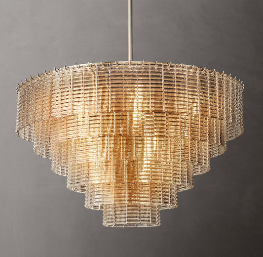 Clear Cast Glass Cascade Chandelier