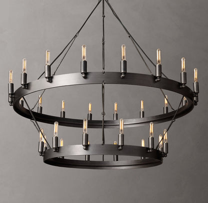 Forged Filament Double Ring Chandelier