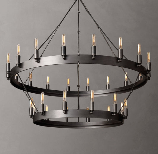 Forged Filament Double Ring Chandelier