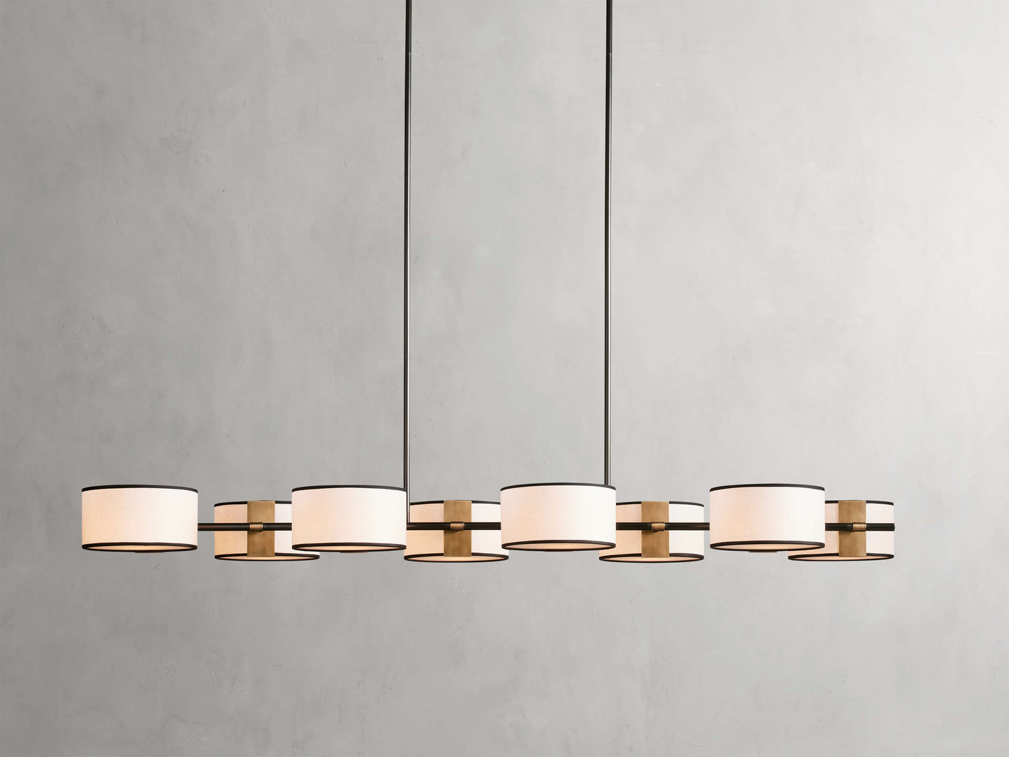 French Linen Shade Island Chandelier