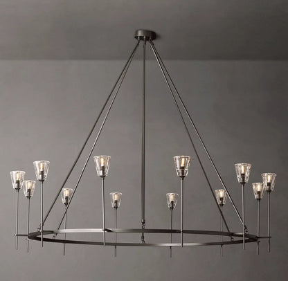 Frosted Torch Brass Ring Chandelier