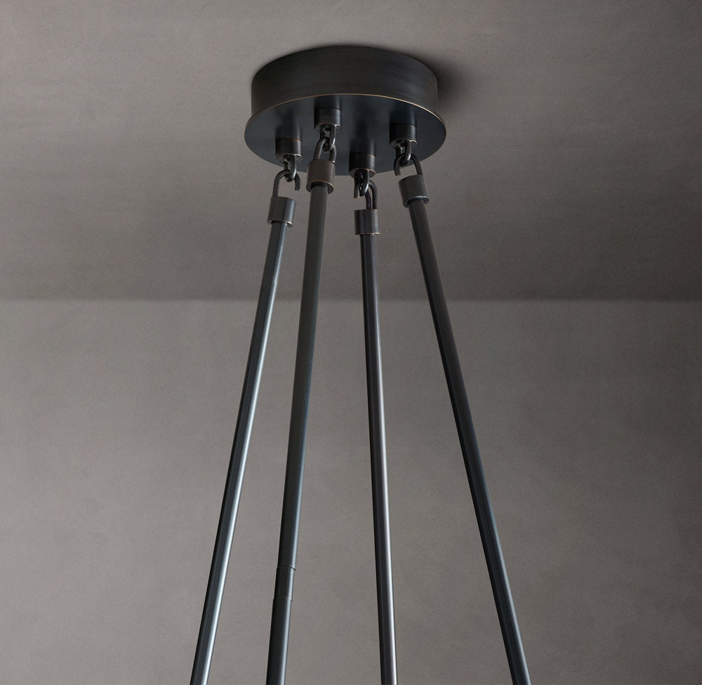 Frosted Torch Brass Ring Chandelier
