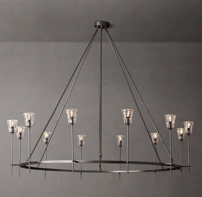 Frosted Torch Brass Ring Chandelier
