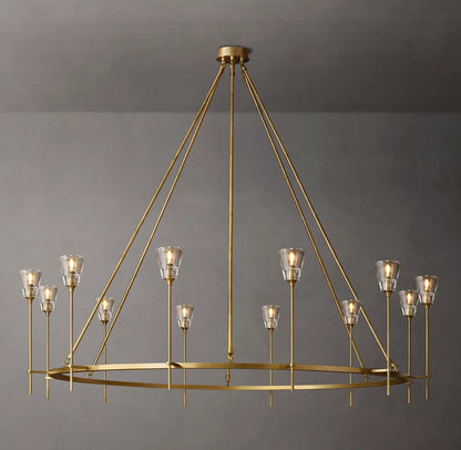 Frosted Torch Brass Ring Chandelier