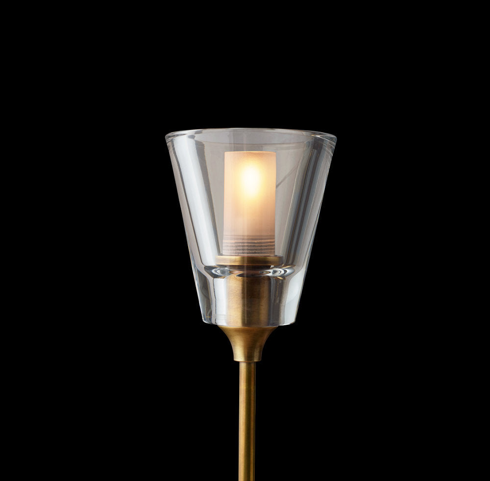 Frosted Torch Brass Ring Chandelier