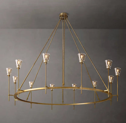 Frosted Torch Brass Ring Chandelier