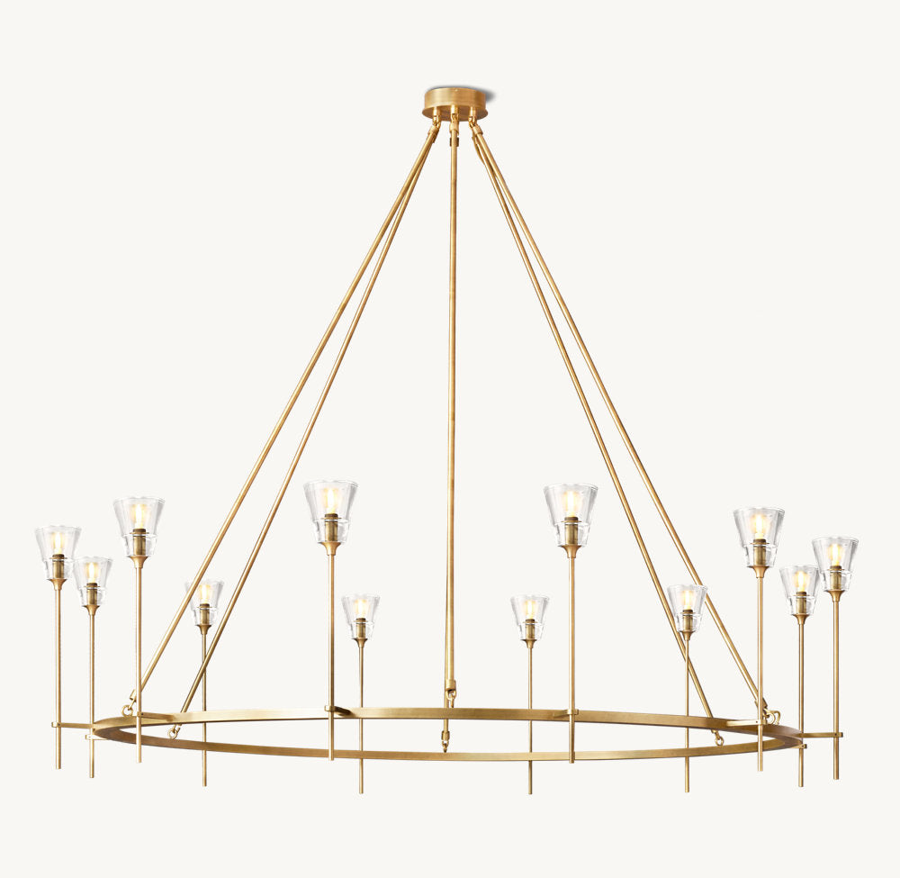 Frosted Torch Brass Ring Chandelier