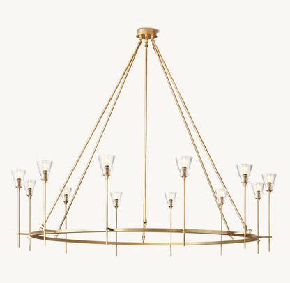 Frosted Torch Brass Ring Chandelier
