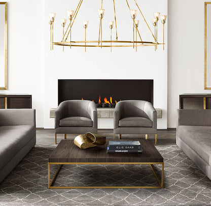 Frosted Torch Brass Ring Chandelier