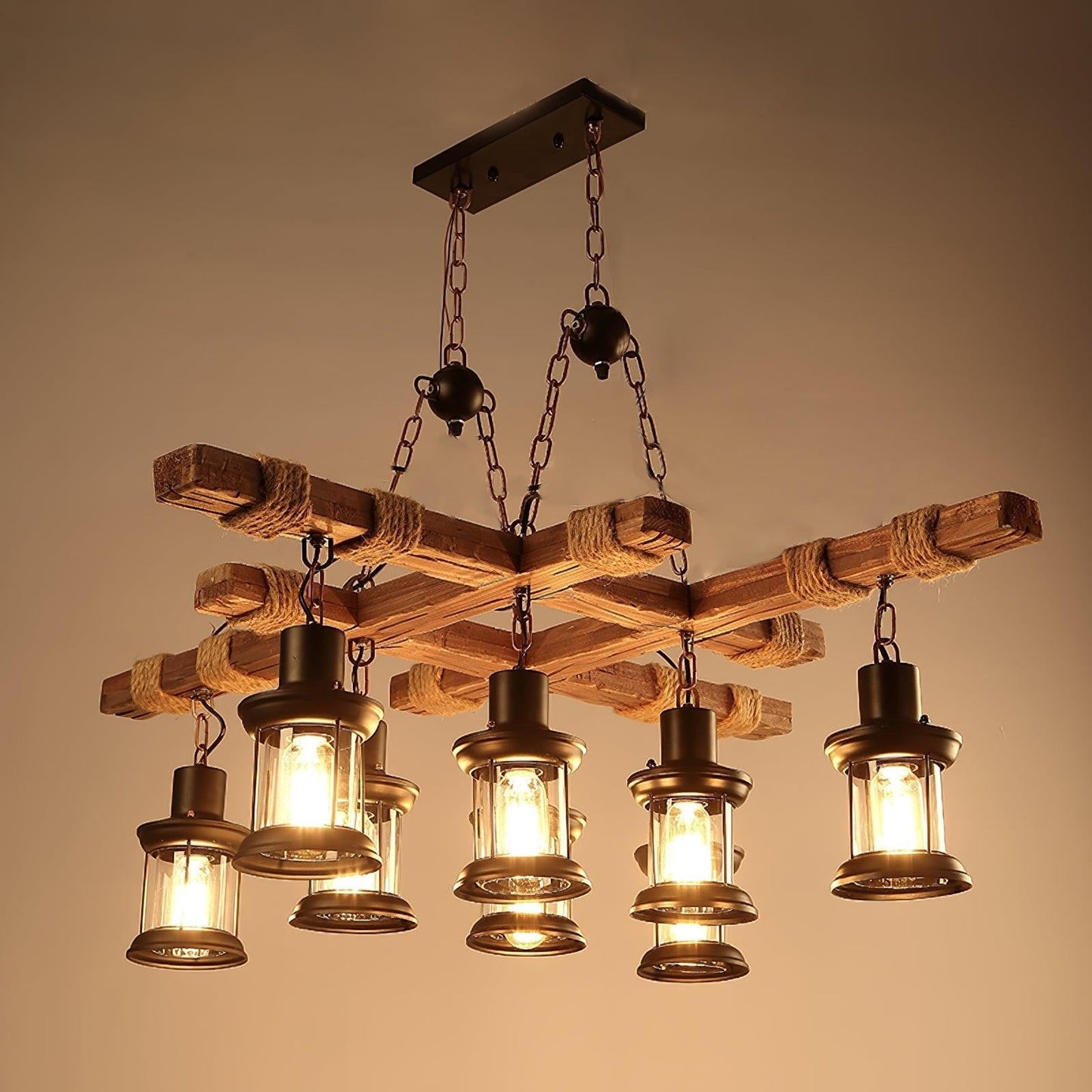 Heritage Wood Beam Chandelier