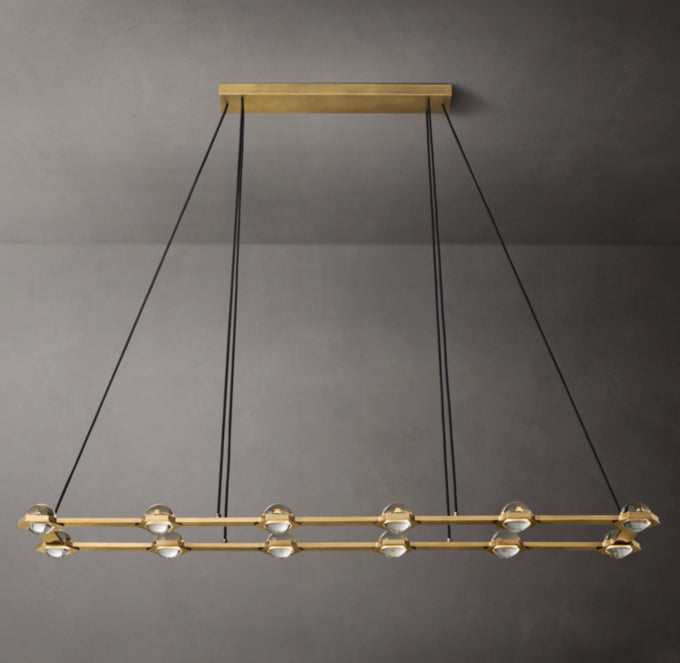 Illuminated Crystal Orb Beam Chandelier