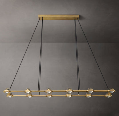 Illuminated Crystal Orb Beam Chandelier