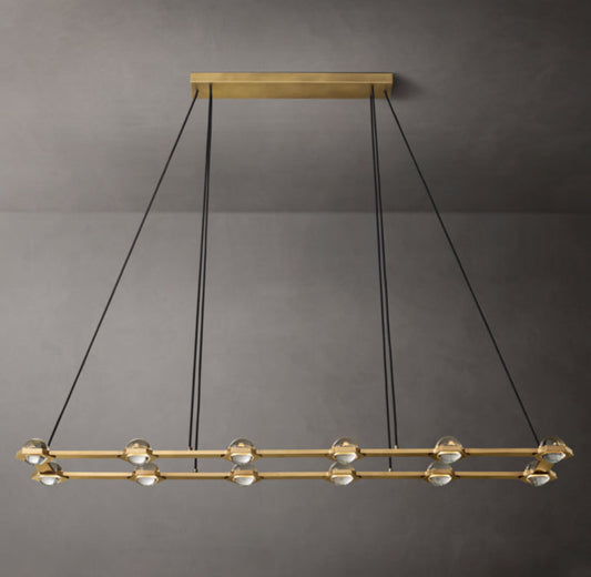 Illuminated Crystal Orb Beam Chandelier