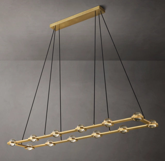 Illuminated Crystal Orb Beam Chandelier