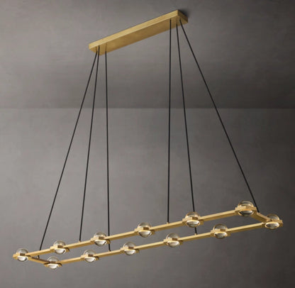 Illuminated Crystal Orb Beam Chandelier