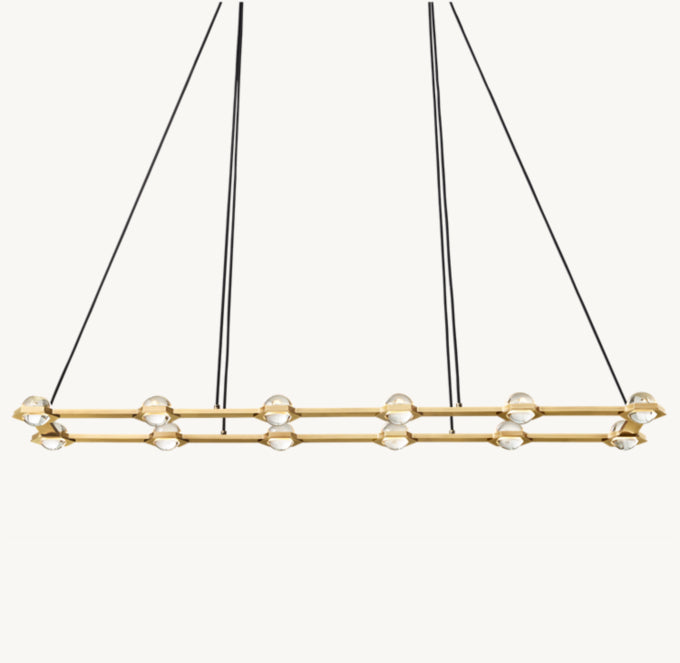 Illuminated Crystal Orb Beam Chandelier