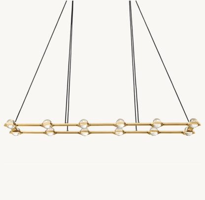 Illuminated Crystal Orb Beam Chandelier