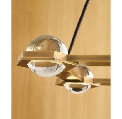 Illuminated Crystal Orb Beam Chandelier