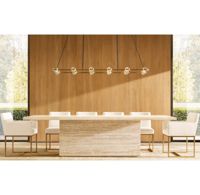 Illuminated Crystal Orb Beam Chandelier