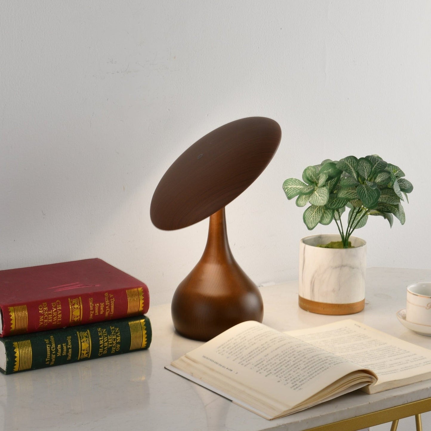 Lunara Arc Wood Table Lamp