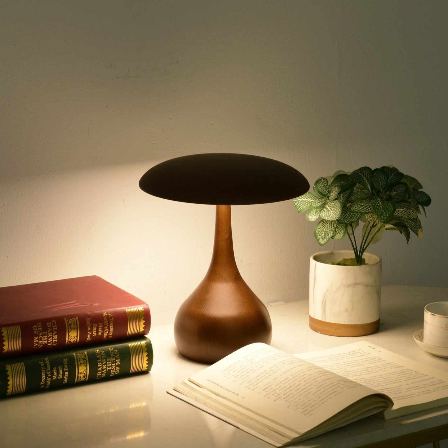 Lunara Arc Wood Table Lamp