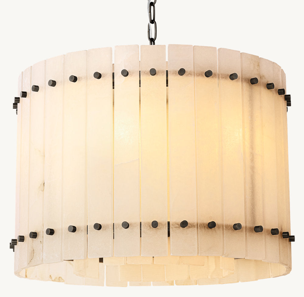 Meridian Alabaster Tiered Drum Chandelier